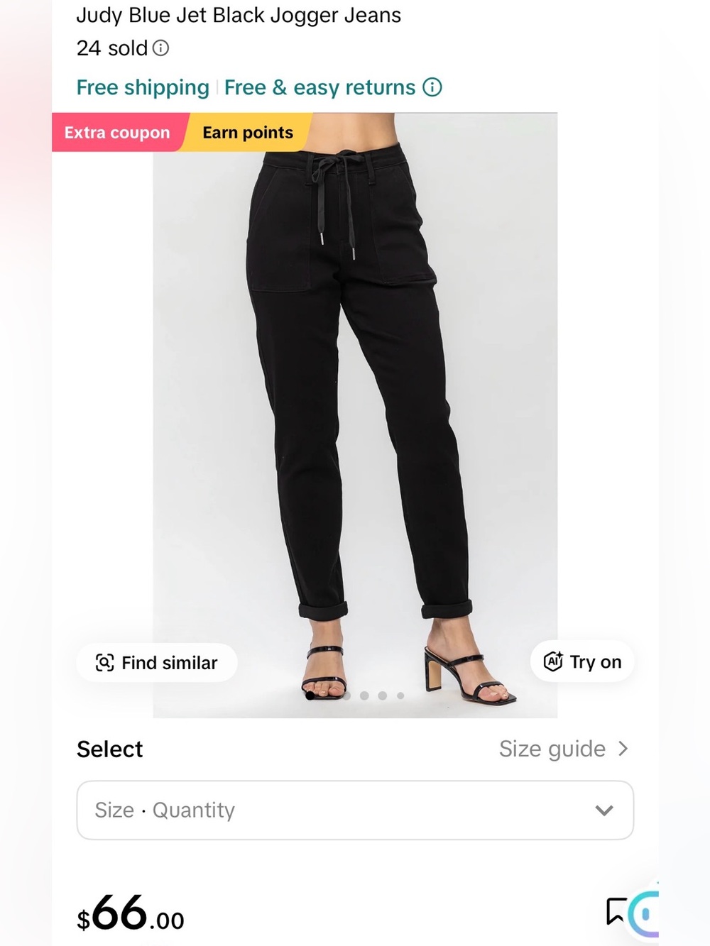 Judy Blue Black High-Waist Drawstring Joggers